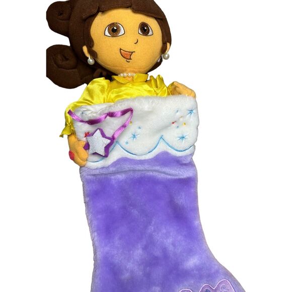 Kurt Adler Princess Dora Explorer Purple Christmas Stocking Holiday 2004 Plush - Picture 4 of 16